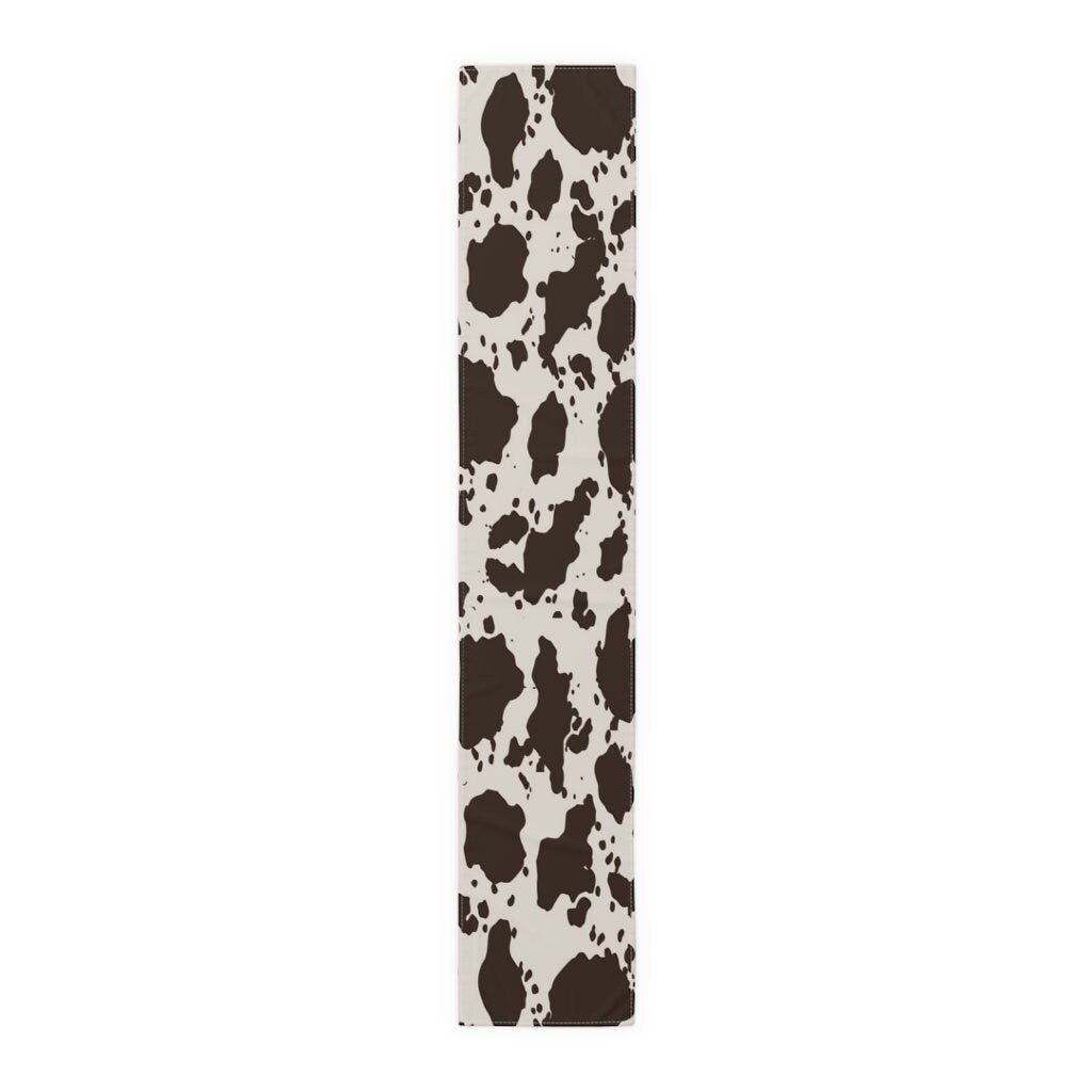 Kate McEnroe New York Cowhide Table Runner, Custom Designed Farmhouse Table Linen, Brown and White Cow Hide Print Tableware, 16x70, 16x90 Cotton, Poly Table CoverTable Runners11535473886265831305