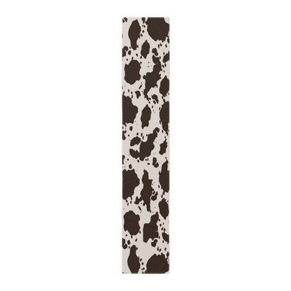 Kate McEnroe New York Cowhide Table Runner, Custom Designed Farmhouse Table Linen, Brown and White Cow Hide Print Tableware, 16x70, 16x90 Cotton, Poly Table CoverTable Runners11535473886265831305