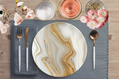 Kate McEnroe New York Cream and Gold Marble Dinner PlatePlatesP20 - CGO - MAR - S29