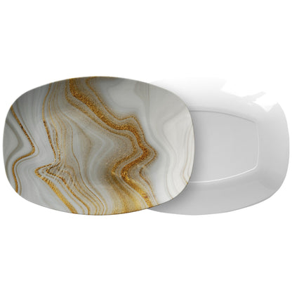 Kate McEnroe New York Cream and Gold Swirl Marble PlatterServing PlattersP21 - CGO - MAR - S29