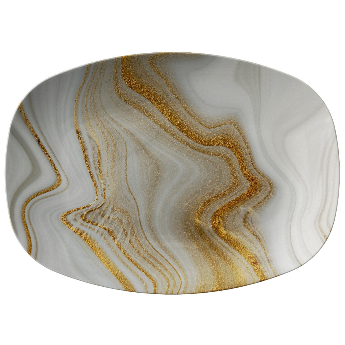 Kate McEnroe New York Crean and Gold Swirl Marble Platter Serving Platters P21-CGO-MAR-S29