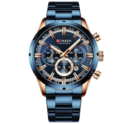Kate McEnroe New York Curren Men's Chronograph Watch Watches Rose Gold Blue 28974499-rose-gold-blue-china