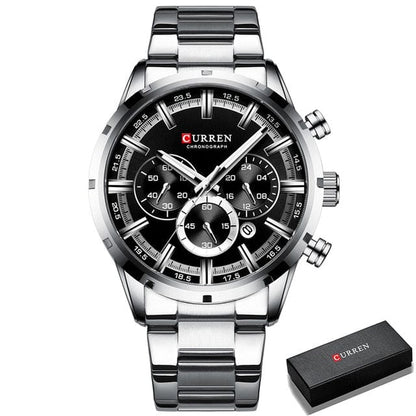 Kate McEnroe New York Curren Men's Chronograph Watch Watches Silver Black Box 28974499-silver-black-box-china