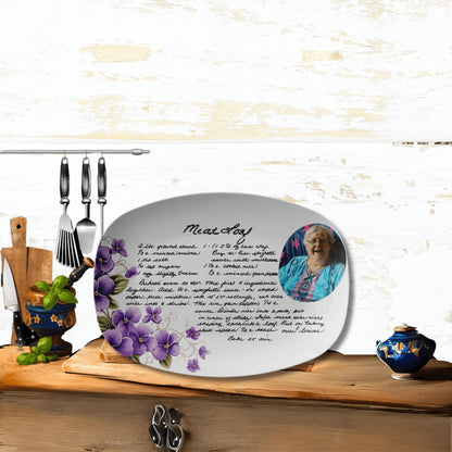 Kate McEnroe New York Custom African Violet Flower Handwritten Recipe Photo PlatterServing PlattersPP3 - AFV - RCP - 2