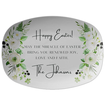 Kate McEnroe New York Custom Easter Prayer Platter, Personalized Miracle of Easter Family Serving Dish, Spring Floral Holiday DinnerwareServing PlattersP22 - PRY - EAS - 7