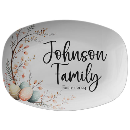 Kate McEnroe New York Custom Easter Serving Platter, Personalized Spring Florals Holiday Tableware, Easter Egg Festive Dining DecorServing PlattersP22 - EAS - EGF - 9