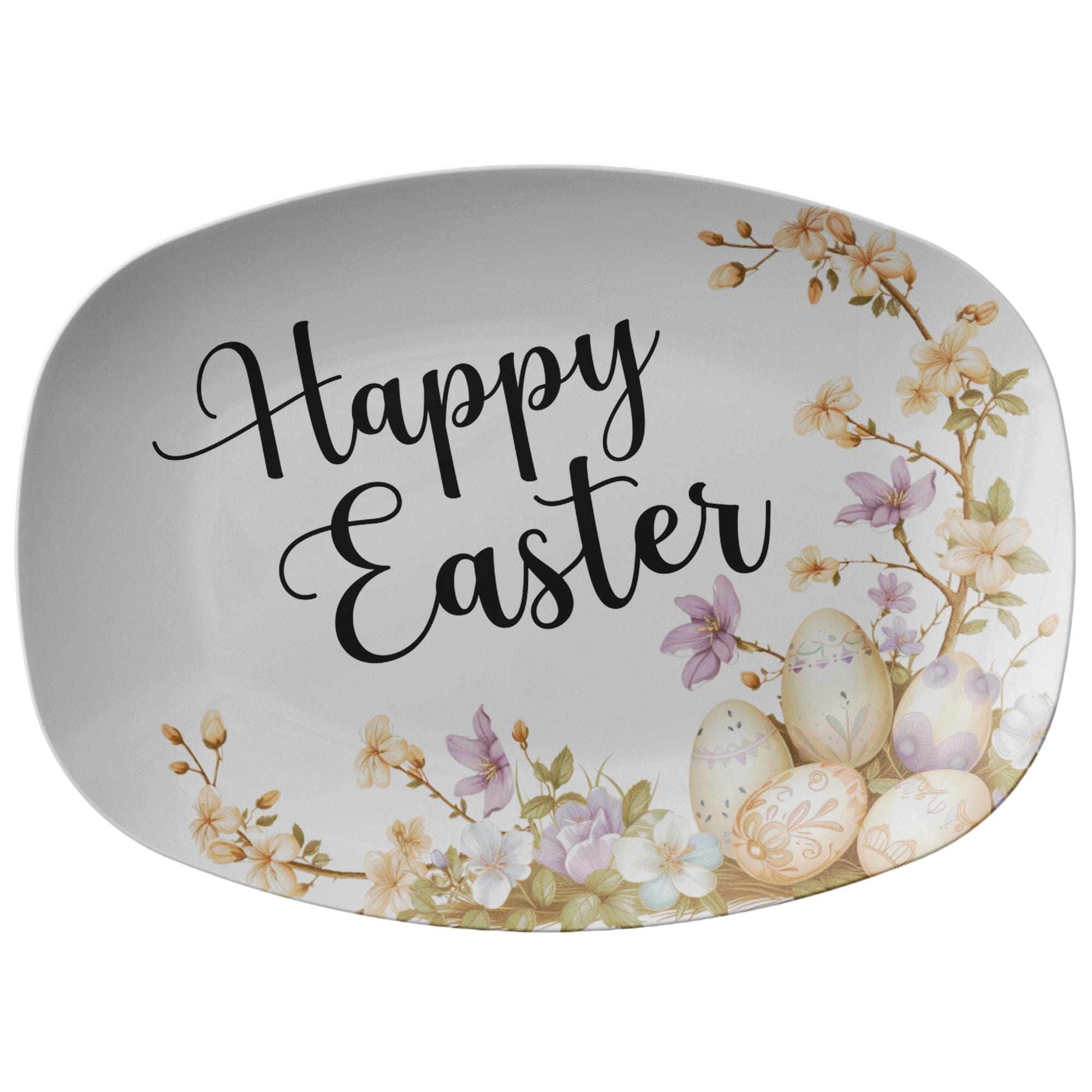 Kate McEnroe New York Custom Family Name Easter Platter, Personalized Spring Floral Serving Tray Serving Platters 9727