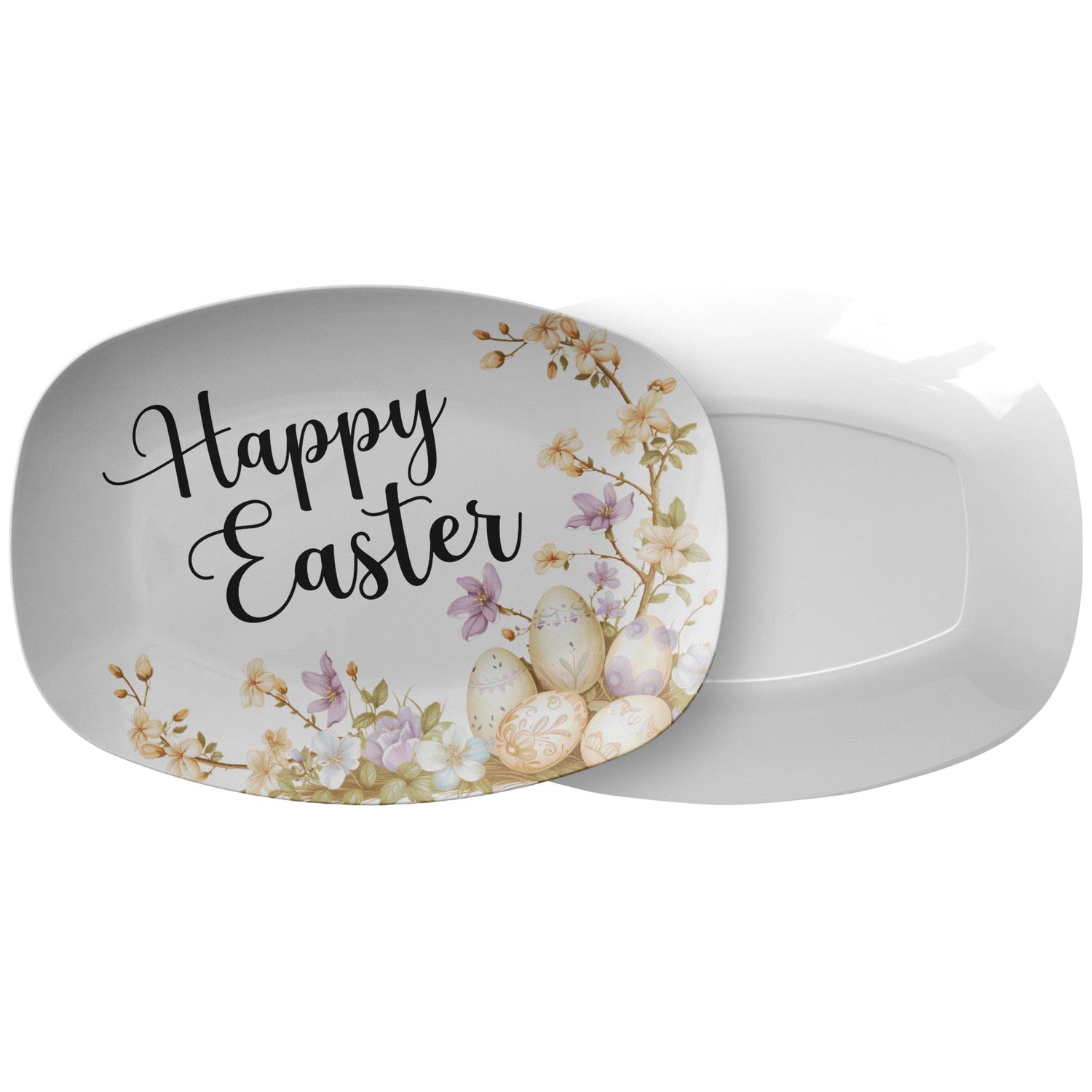 Kate McEnroe New York Custom Family Name Easter Platter, Personalized Spring Floral Serving TrayServing PlattersP22 - EAS - EGF - 8