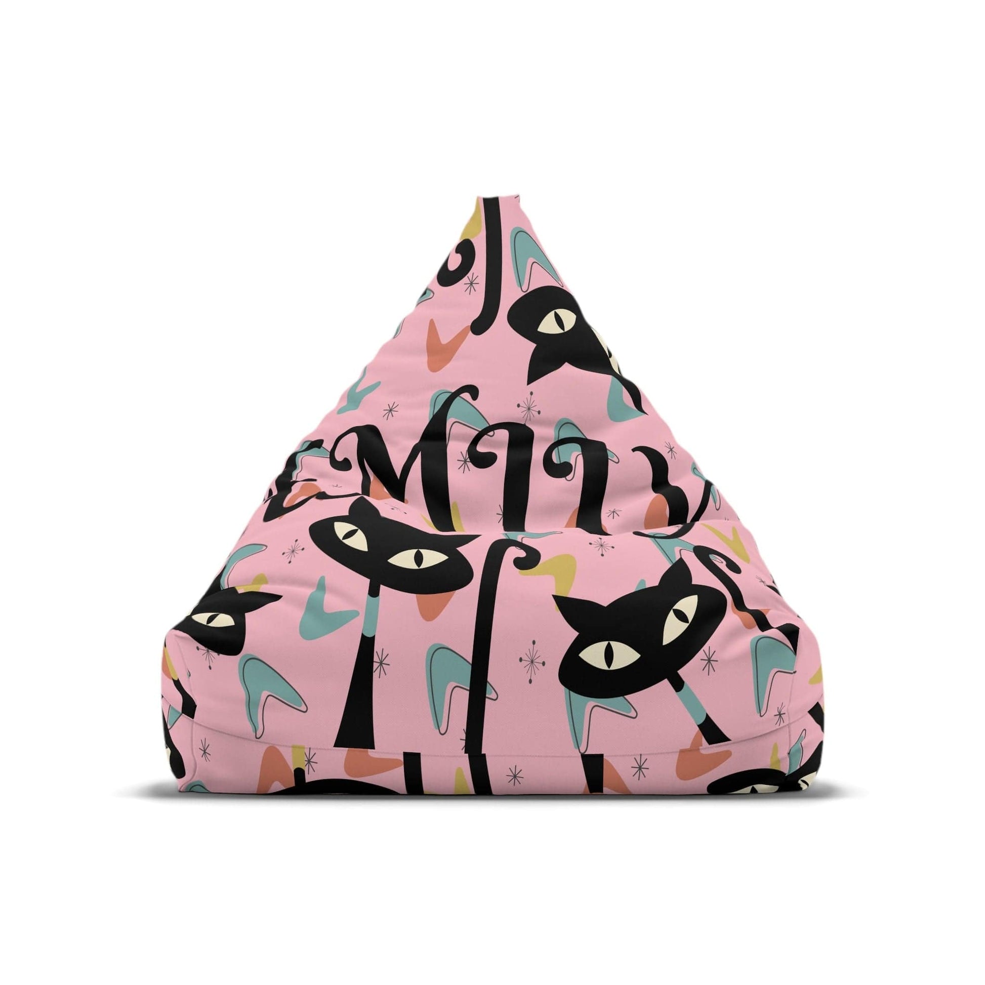 Kate McEnroe New York Custom Name Atomic Cat Bean Bag Chair Cover For Kids and Adults, Personalized Kitschy Cats, 12 Color Options, Gift for Her, Gift for Him Bean Bag Chair Covers