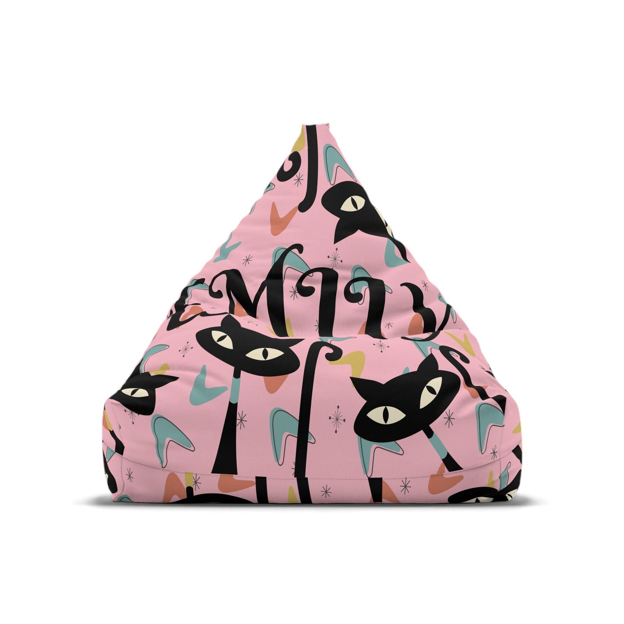 Kate McEnroe New York Custom Name Atomic Cat Bean Bag Chair Cover For Kids and Adults, Personalized Kitschy Cats, 12 Color Options, Gift for Her, Gift for HimBean Bag Chair Covers22816629930049905114