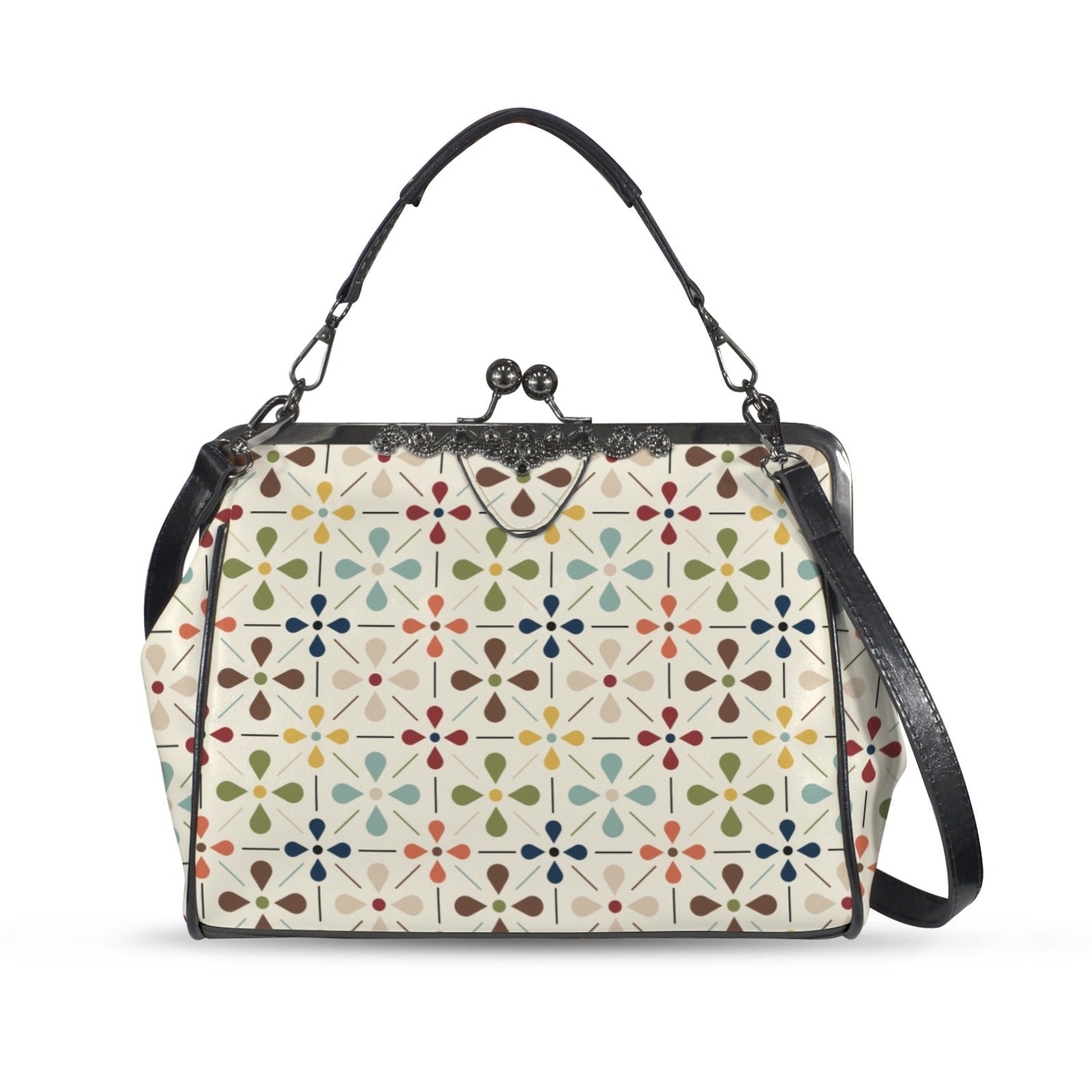 Kate McEnroe New York Danish Modern Floral Scandinavian Mid Century Kiss Lock HandbagCrossbody BagsD3429244