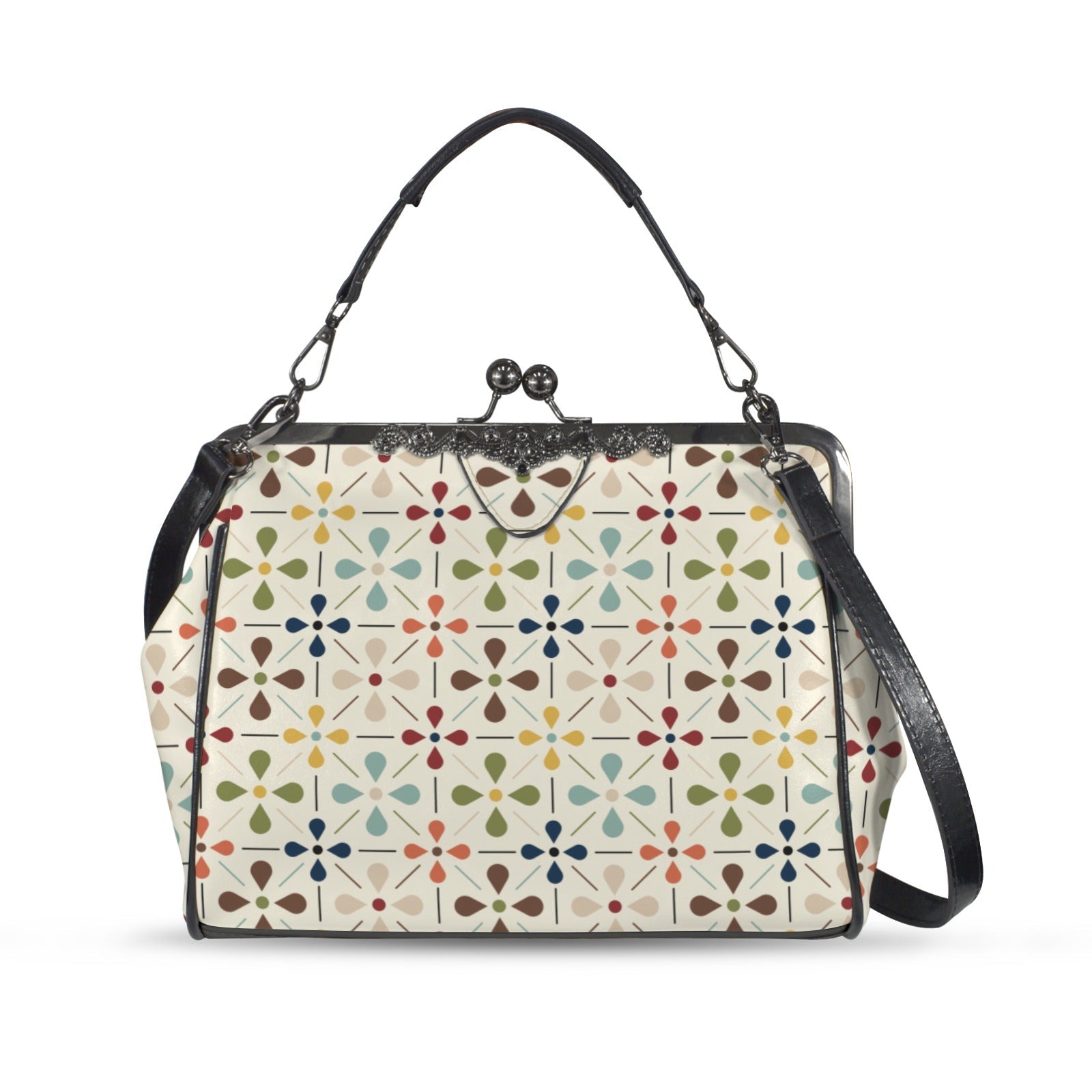 Kate McEnroe New York Danish Modern Floral Scandinavian Mid Century Kiss Lock HandbagCrossbody BagsD3429244