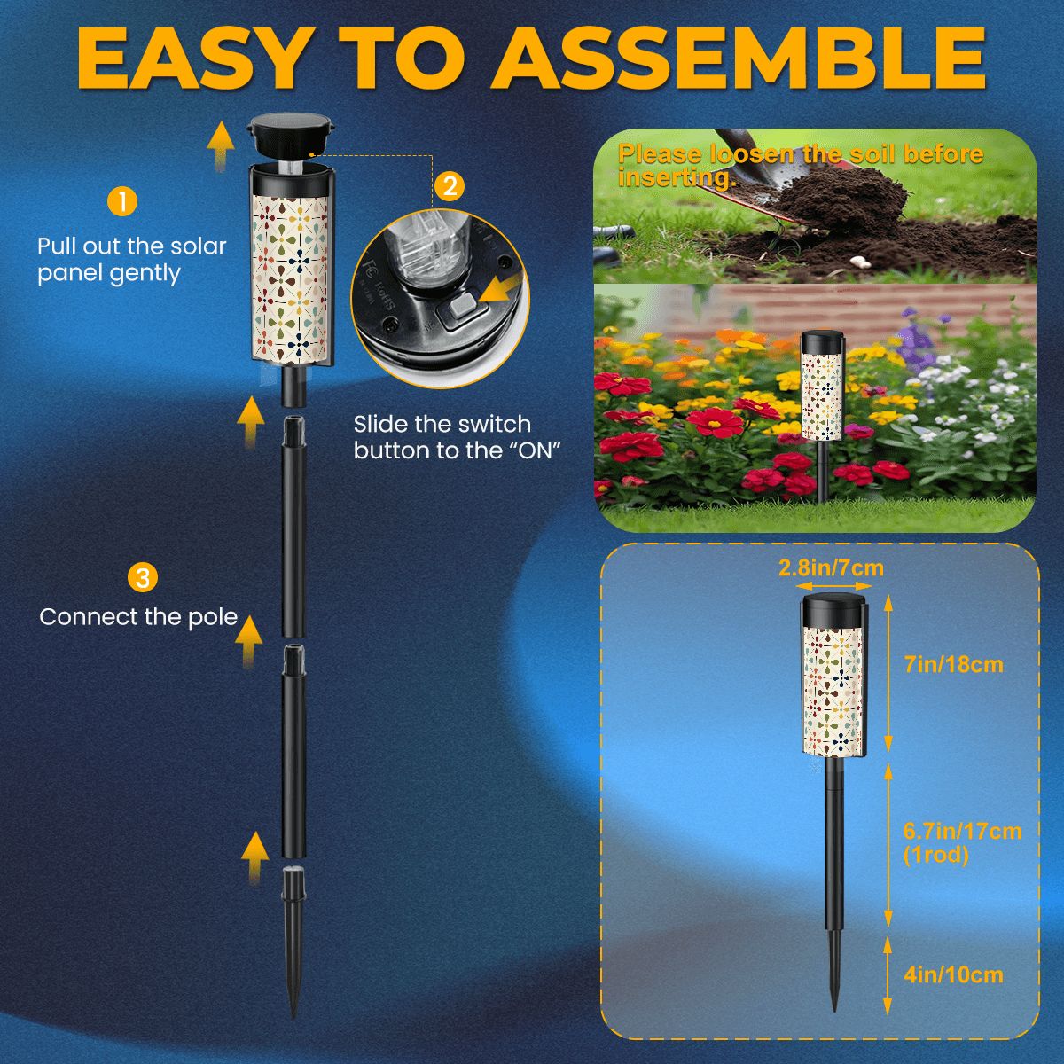 Kate McEnroe New York Danish Modern Floral Solar Lights, Scandinavian Outdoor Pathway IlluminationSolar Garden Stake LightsrMacxrLSIW