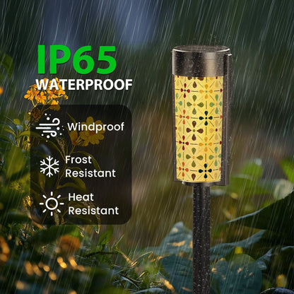 Kate McEnroe New York Danish Modern Floral Solar Lights, Scandinavian Outdoor Pathway IlluminationSolar Garden Stake LightsrMacxrLSIW