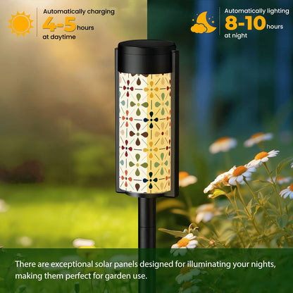 Kate McEnroe New York Danish Modern Floral Solar Lights, Scandinavian Outdoor Pathway IlluminationSolar Garden Stake LightsrMacxrLSIW