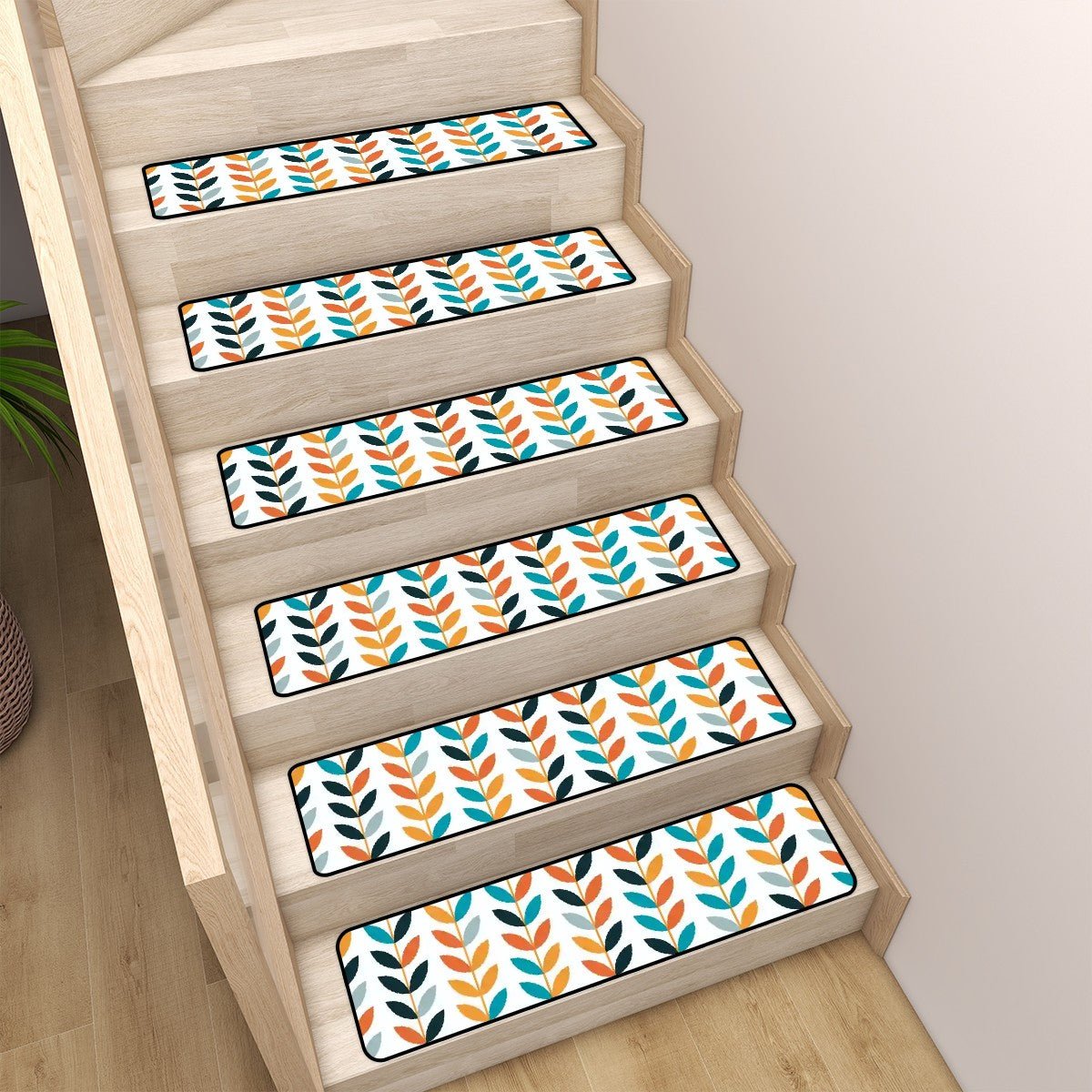 Kate McEnroe New York Danish Modern Floral Stair Treads, Retro Scandinavian Non Slip Step MatStair TreadsugRZe1sNj7