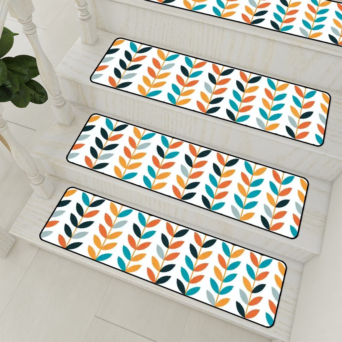 Kate McEnroe New York Danish Modern Floral Stair Treads, Retro Scandinavian Non Slip Step MatStair TreadsugRZe1sNj7