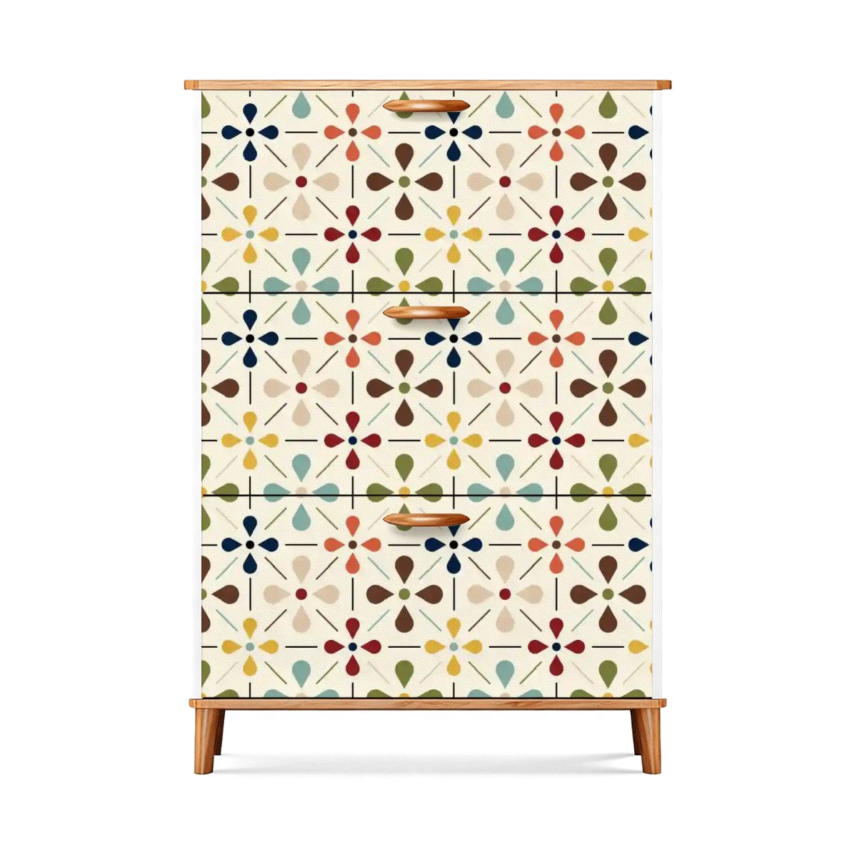 Kate McEnroe New York Danish Scandi Floral Shoe Storage, Mid Century Modern Cabinet, Retro Entryway OrganizerShoe Storagen0WRm1ailf