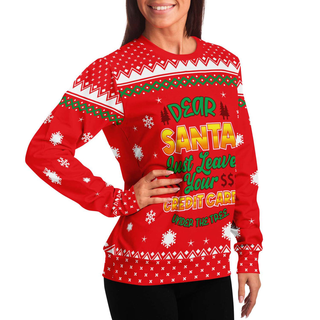 Kate McEnroe New York Dear Santa Just leave Your Credit Card Ugly Christmas SweaterSweatshirtSBSWF_D - 6493 - XS