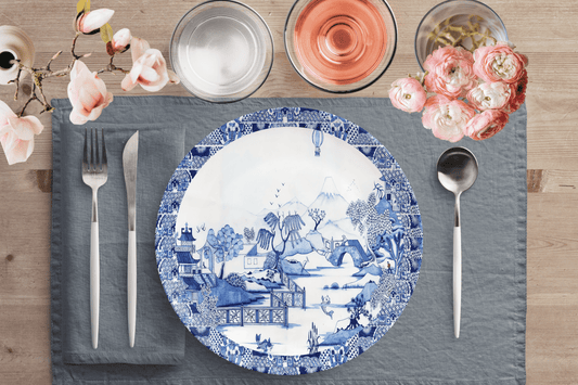 Kate McEnroe New York Dinner Plate in Blue Willow Chinoiserie Plates Single 9820SINGLE