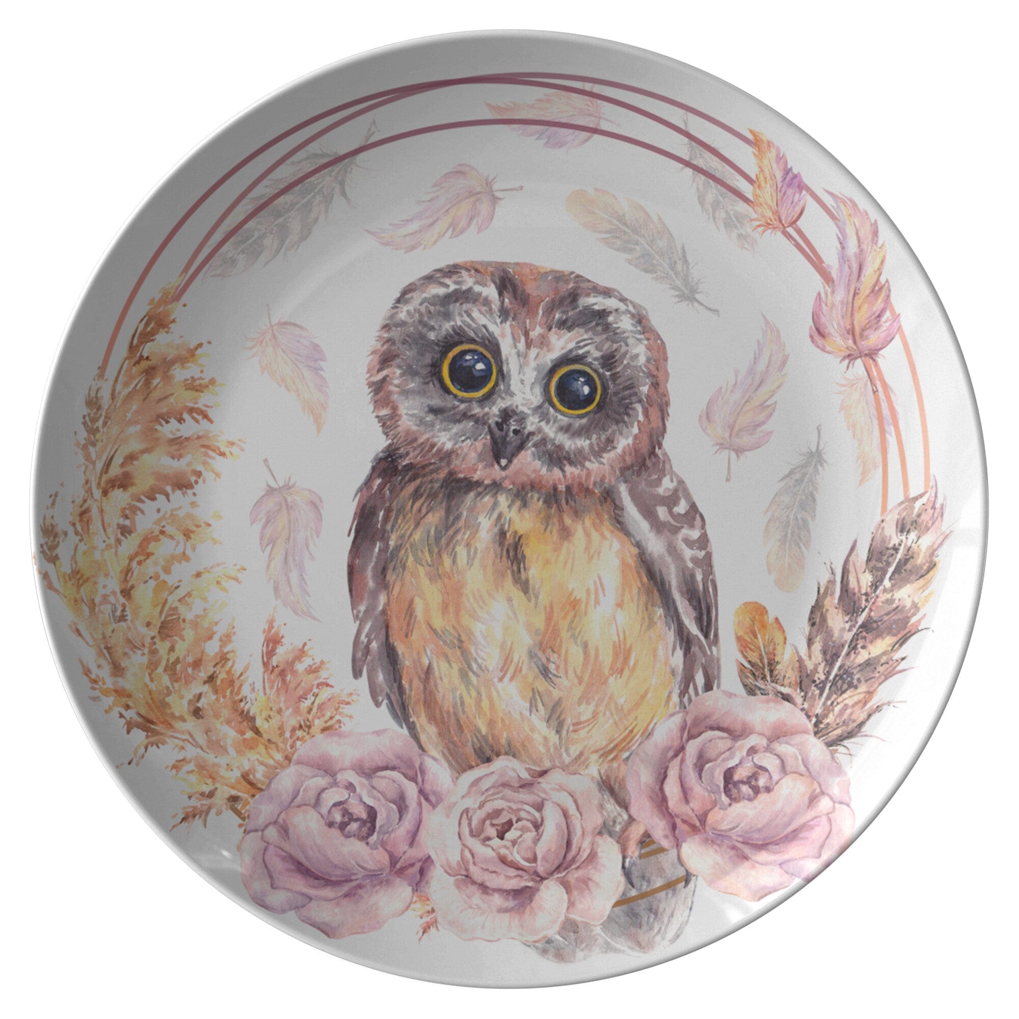 Kate McEnroe New York Dinner Plate in Boho Florals and Owl Plates