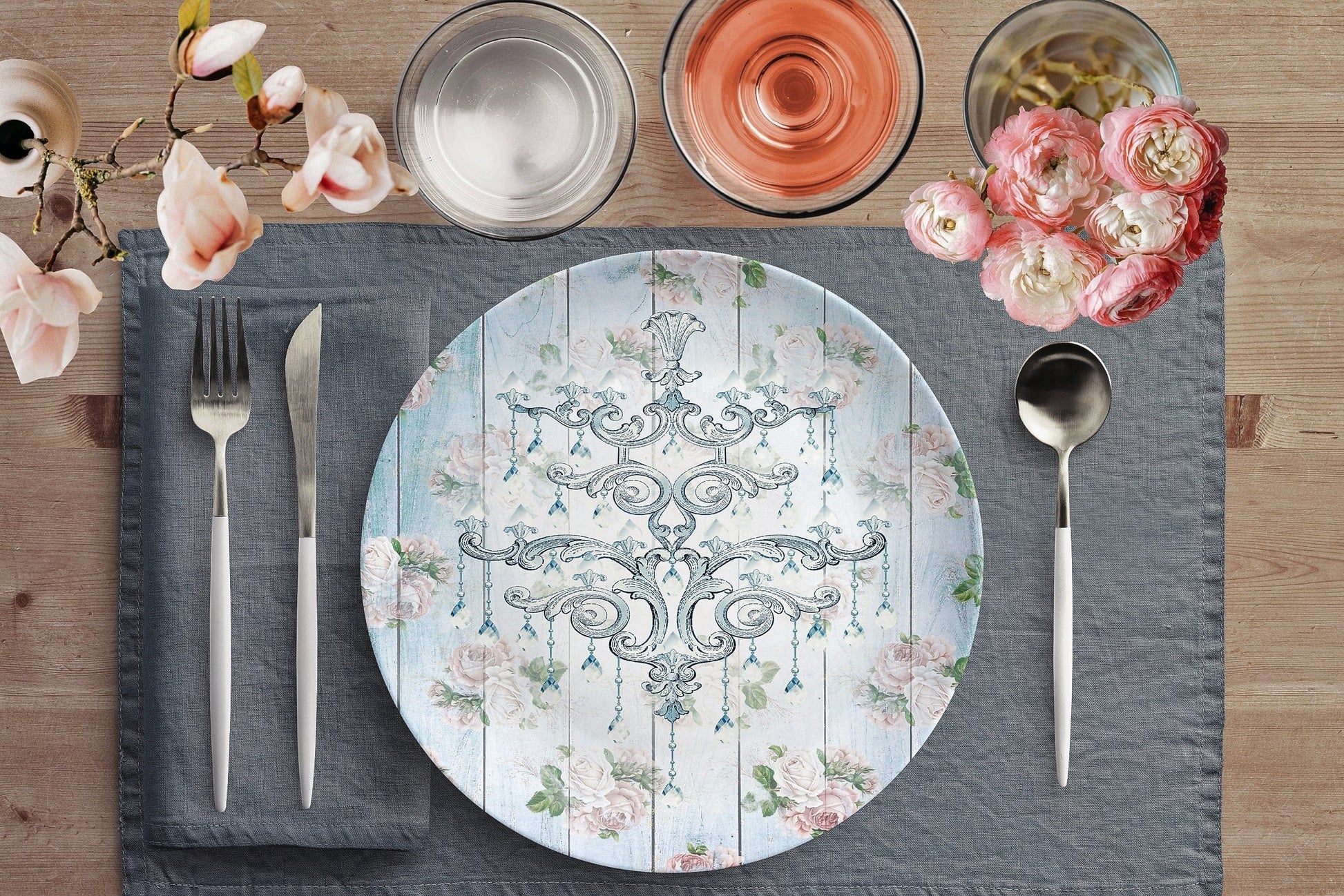 Kate McEnroe New York Dinner Plate in Elegant Shabby Chic Chandeliers Plates Single 9820SINGLE