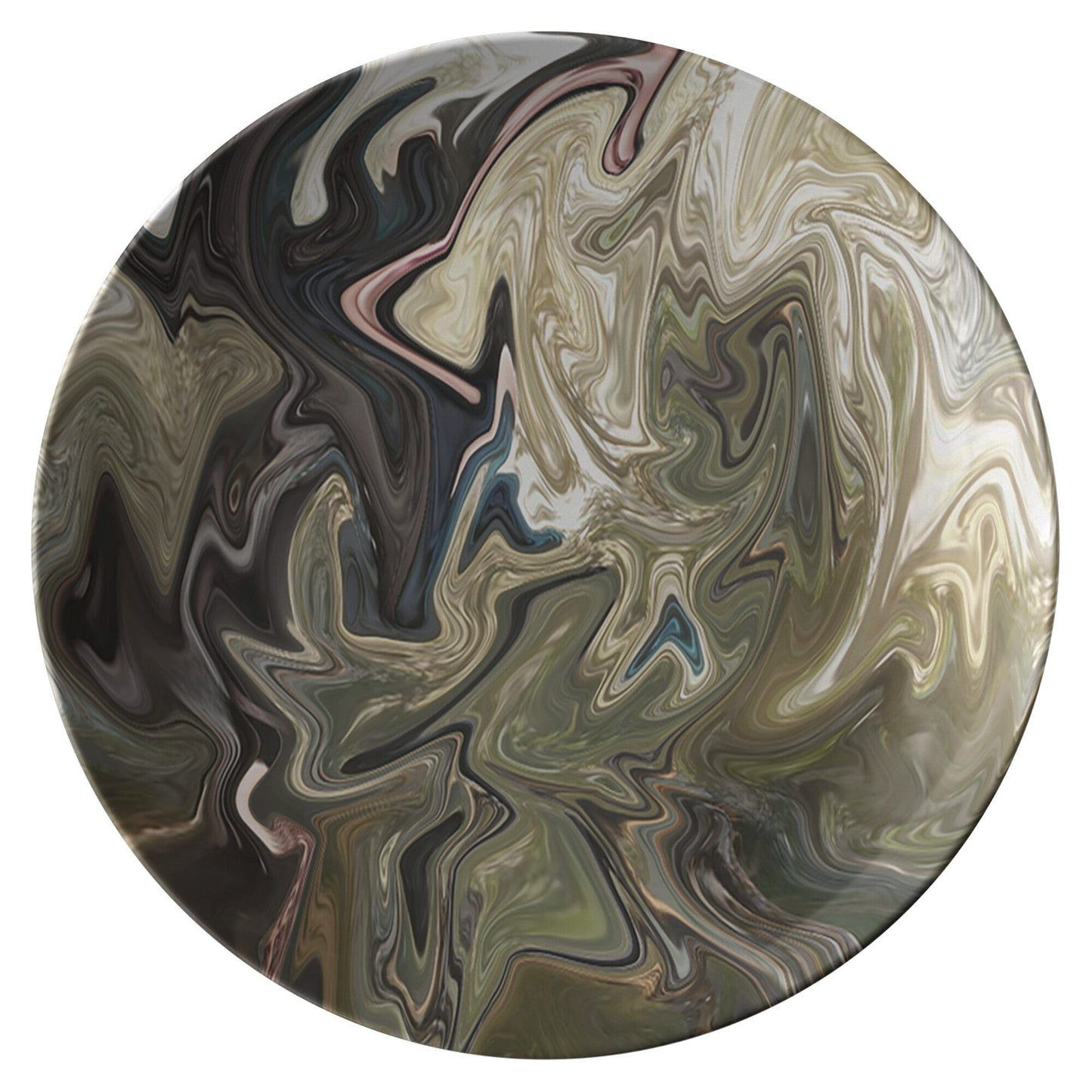 Kate McEnroe New York Dinner Plate in Luxurious Green Abstract Liquid Marble Print Plates