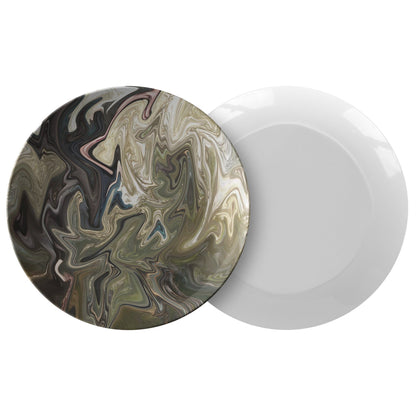 Kate McEnroe New York Dinner Plate in Luxurious Green Abstract Liquid Marble PrintPlates9820SINGLE