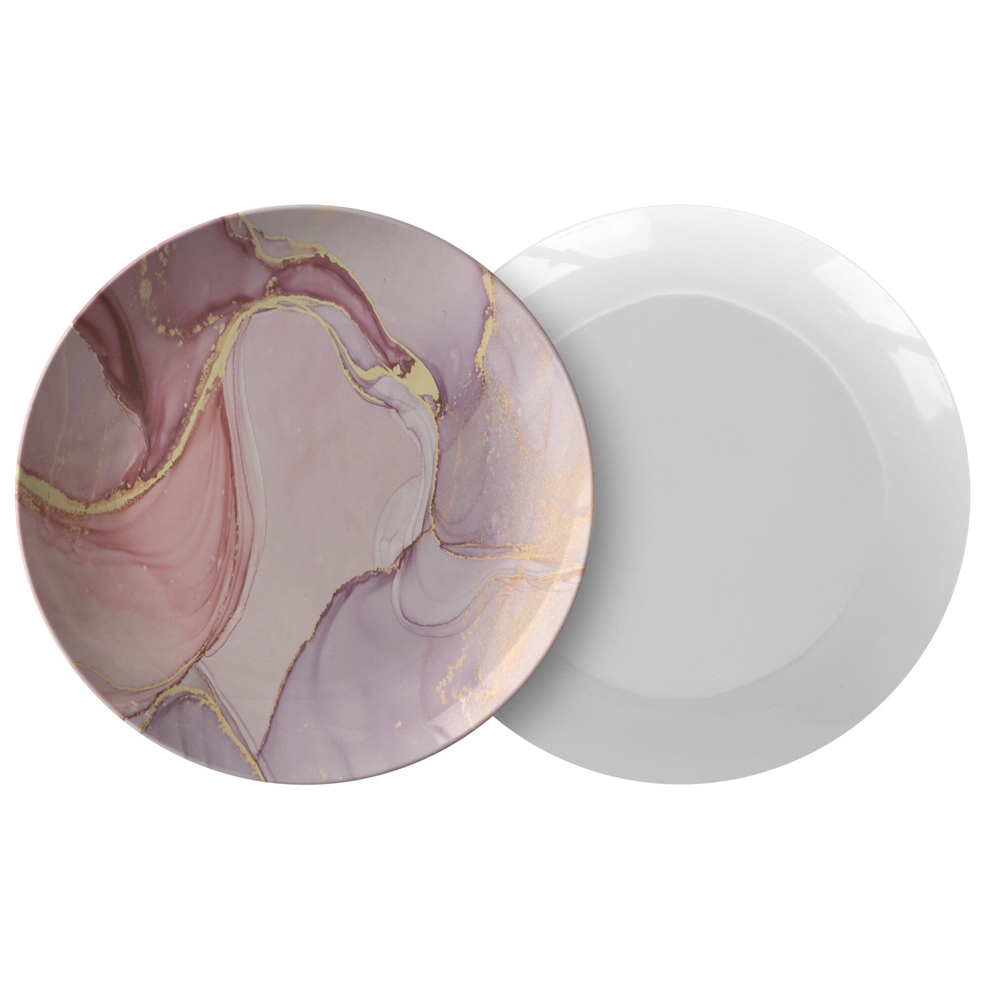 Kate McEnroe New York Dinner Plate in Luxury Peach Pink Alcohol Ink Marble Plates