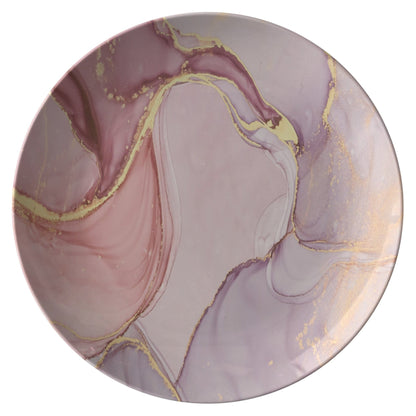 Kate McEnroe New York Dinner Plate in Luxury Peach Pink Alcohol Ink Marble Plates