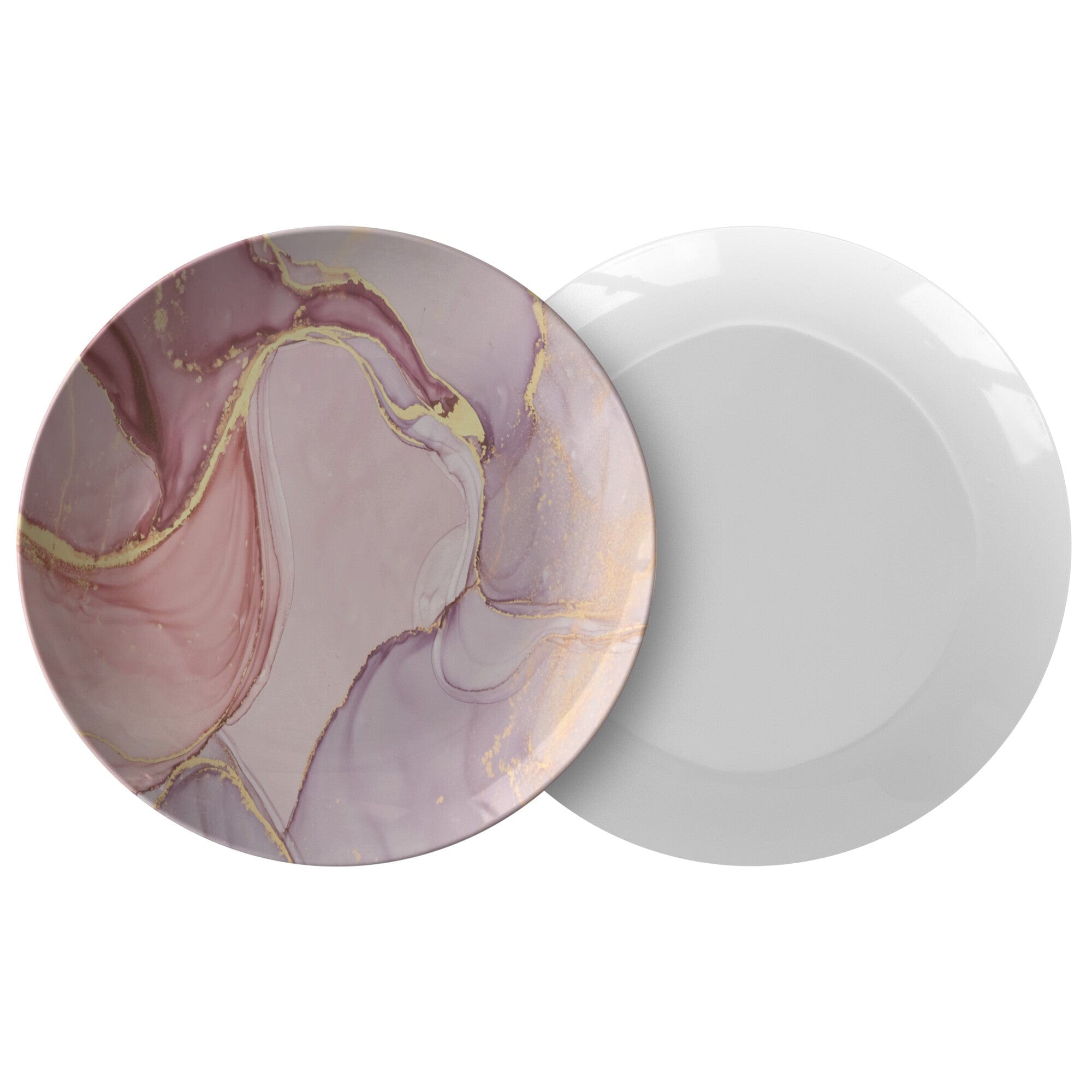 Kate McEnroe New York Dinner Plate in Luxury Peach Pink Alcohol Ink MarblePlates9820SINGLE