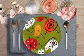 Kate McEnroe New York Dinner Plate in Mid Century Modern Abstract Red Orange Green AmoebaPlates9820SINGLE