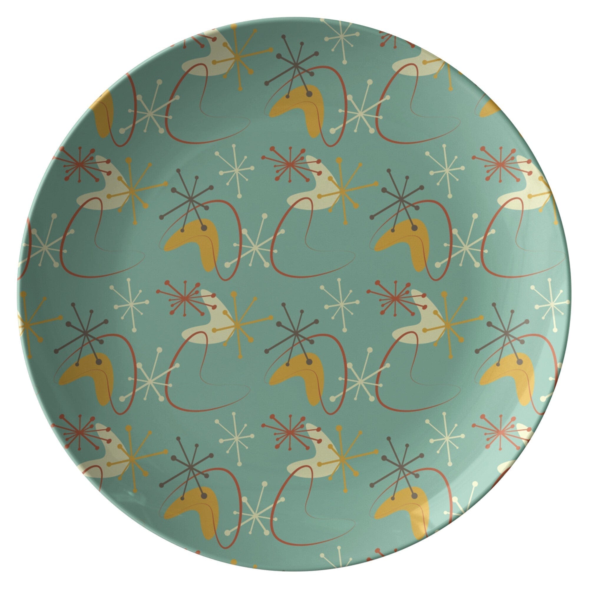 Kate McEnroe New York Dinner Plate in Mid century Modern Boomerang PrintPlatesP20 - BOO - GRE - 5S