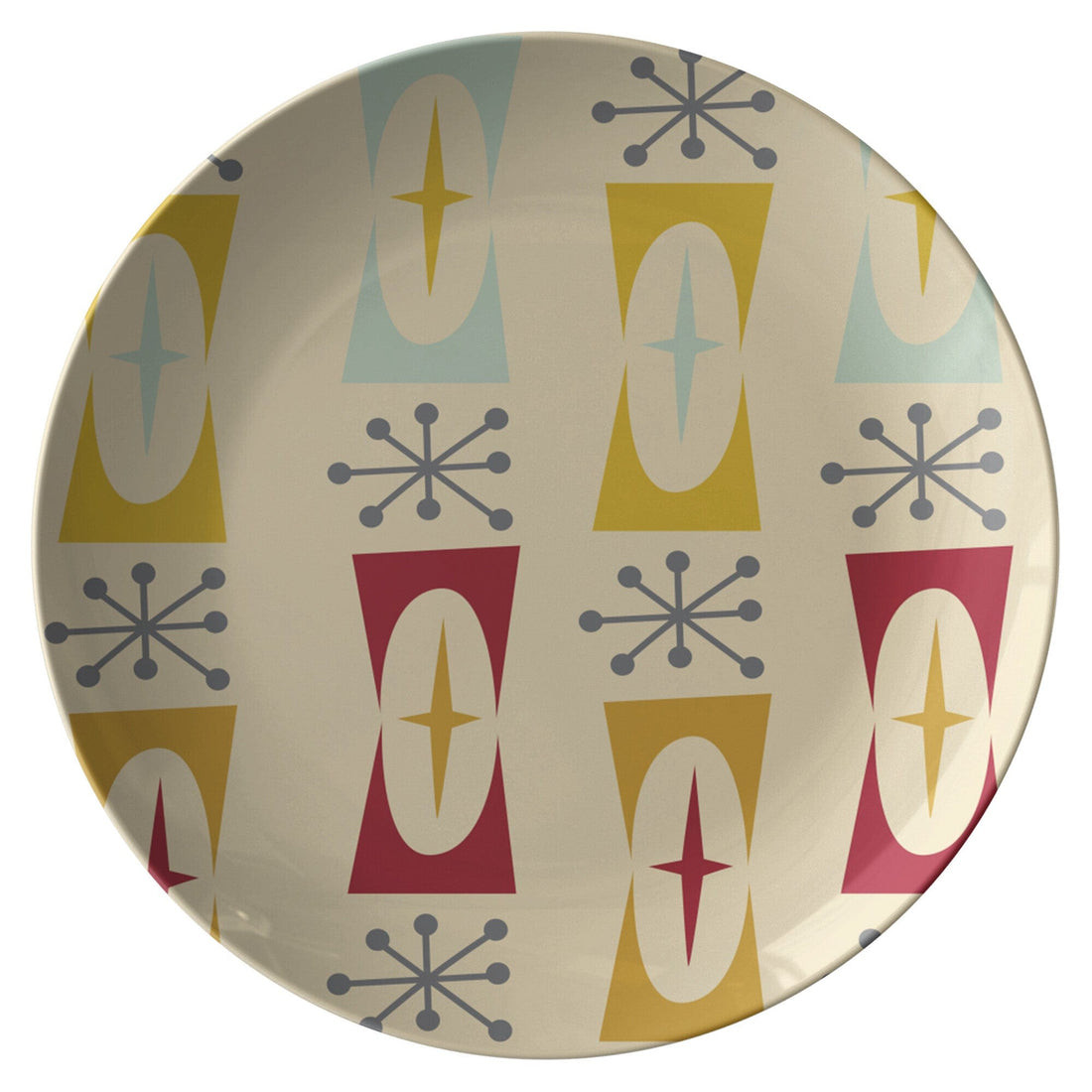 Kate McEnroe New York Dinner Plate in Mid Century Modern Geometric PrintPlatesP20 - GEO - YEL - 19S