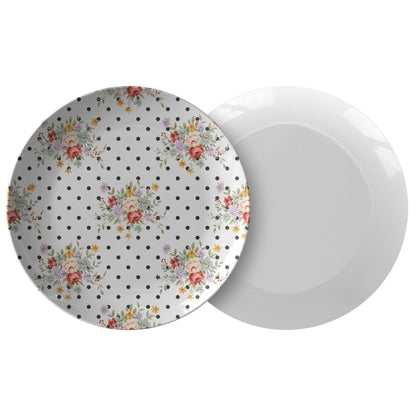 Kate McEnroe New York Dinner Plate in Shabby Chic Polka Dots Floral Plates