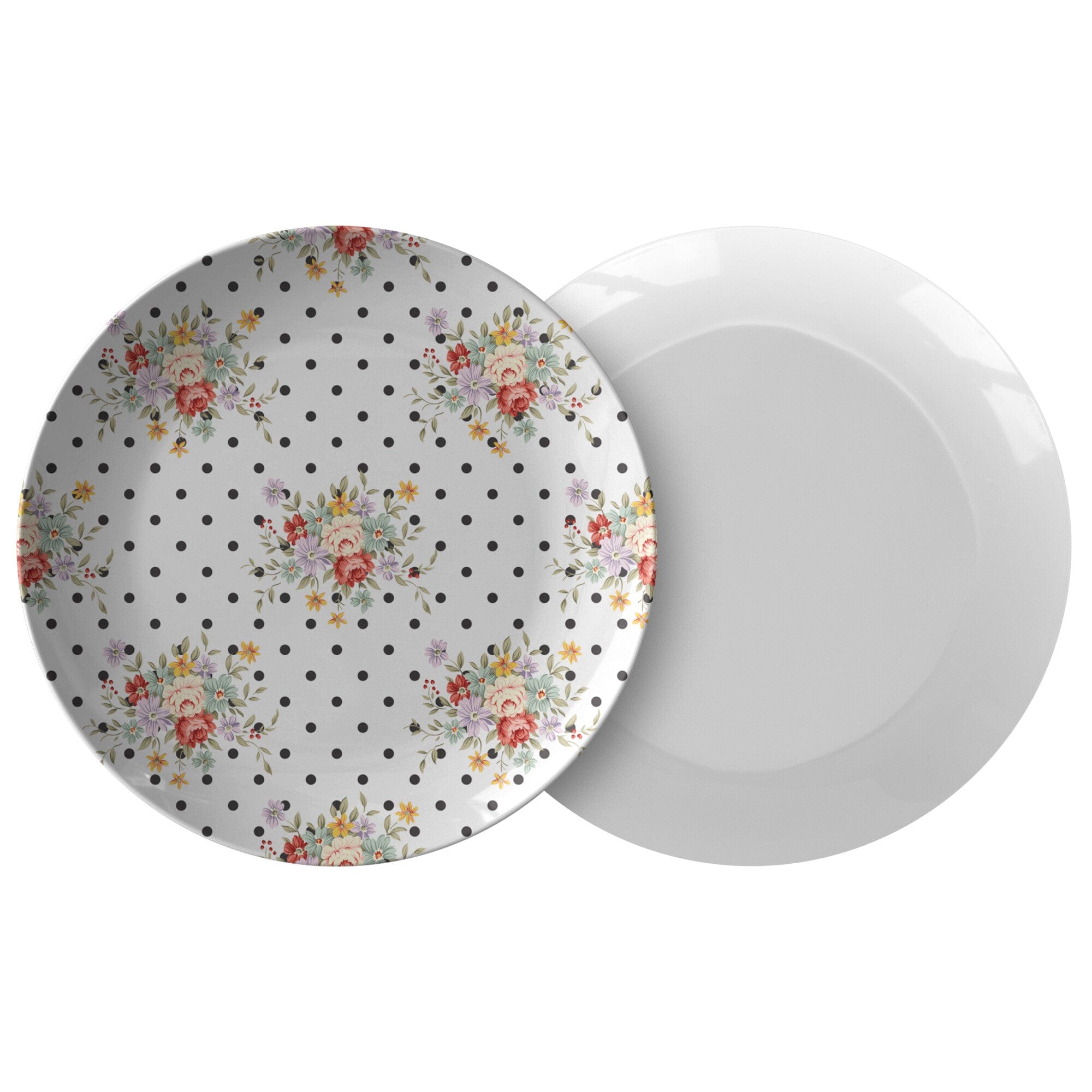 Kate McEnroe New York Dinner Plate in Shabby Chic Polka Dots FloralPlates9820SINGLE