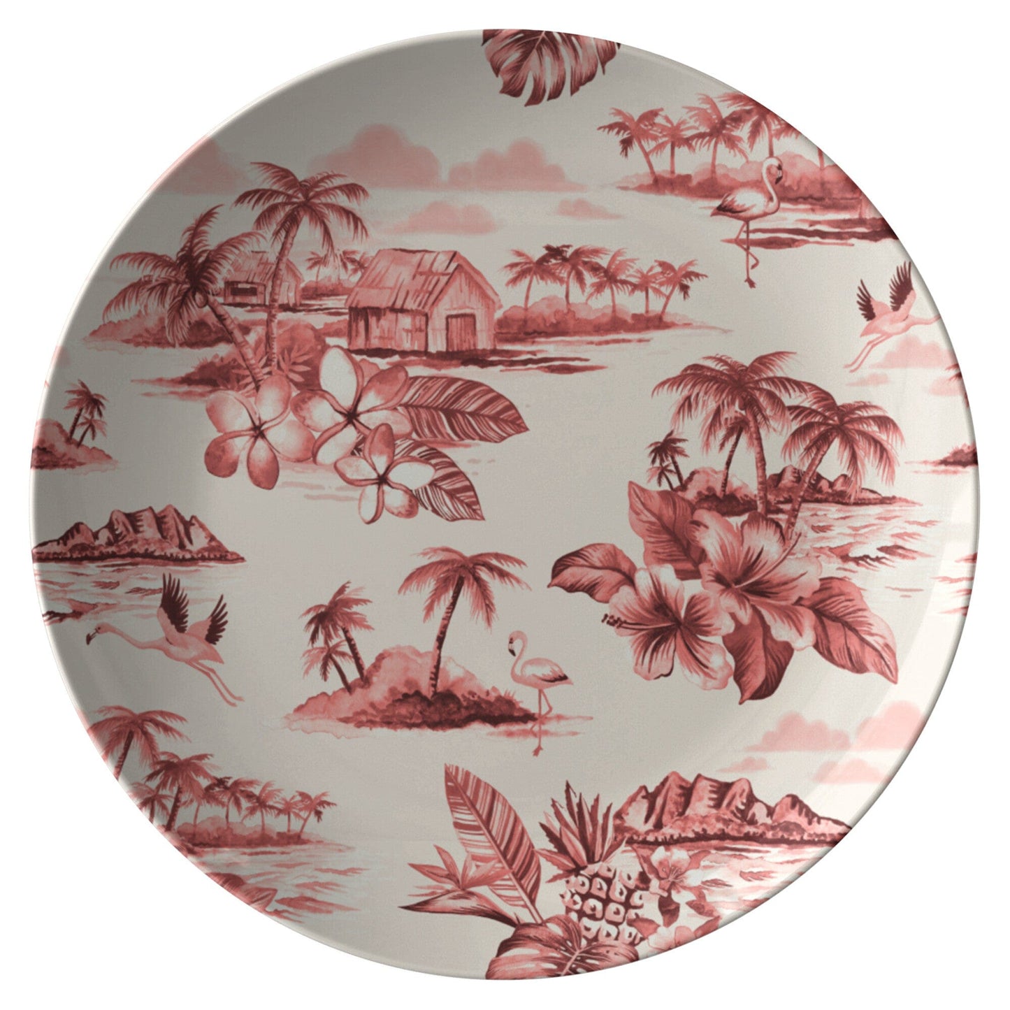 Kate McEnroe New York Dinner Plate in Vintage Hawaiian Tropical Island Scenes Plates