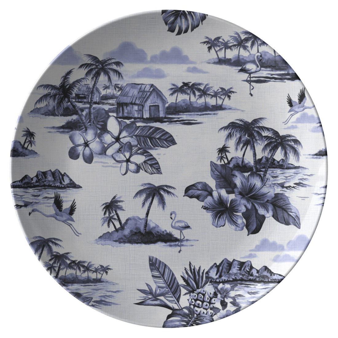 Kate McEnroe New York Dinner Plate in Vintage Hawaiian Tropical Island Scenes Plates