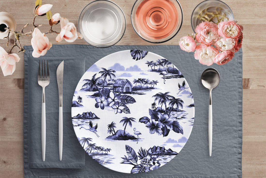 Kate McEnroe New York Dinner Plate in Vintage Hawaiian Tropical Island ScenesPlates9820SINGLE