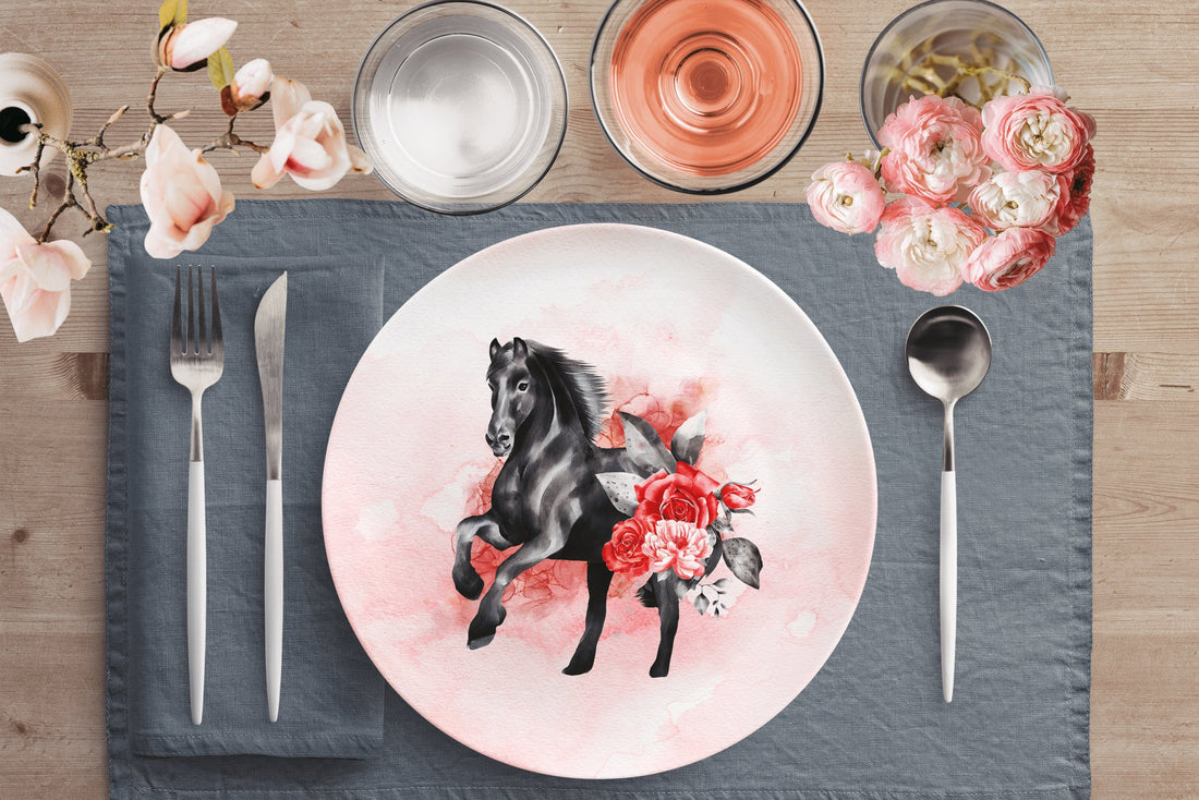 Kate McEnroe New York Dinner Plate in Watercolor Horse and RosesPlates9820SINGLE