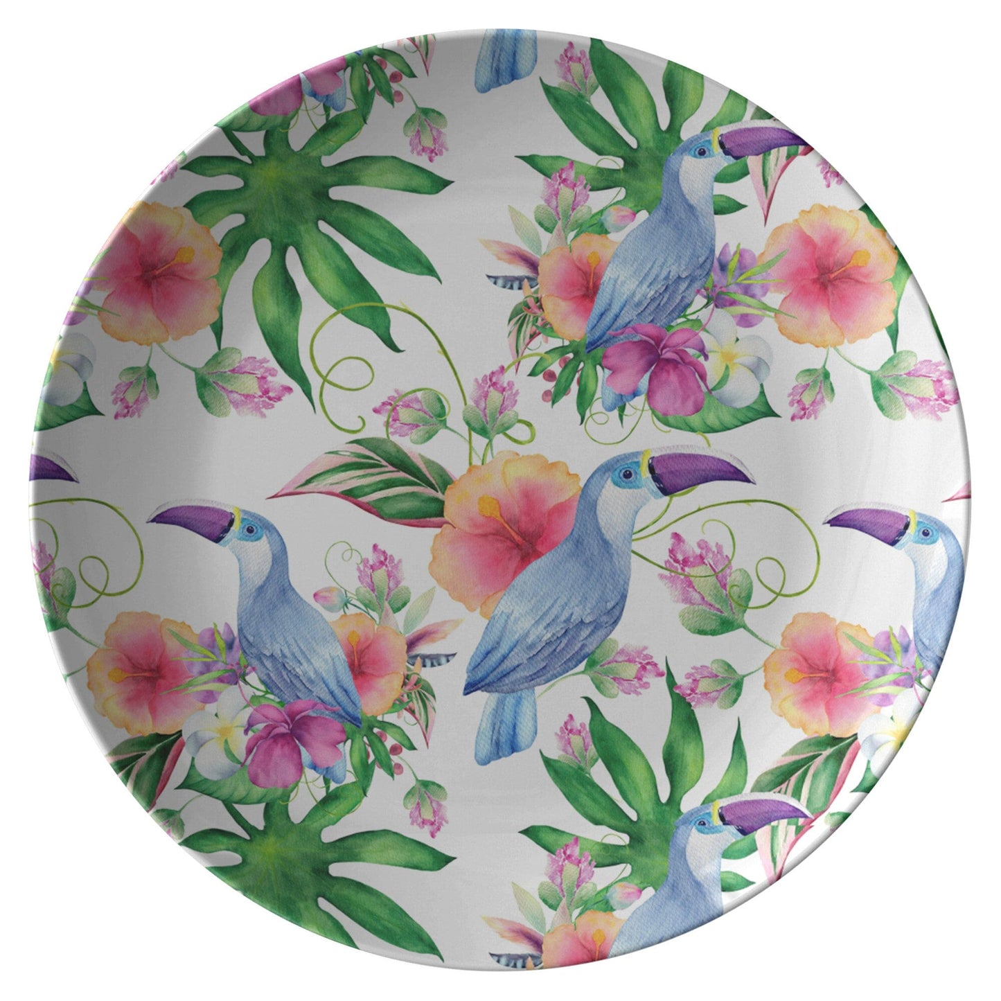 Kate McEnroe New York Dinner Plate in Watercolor Toucan Floral Art Plates