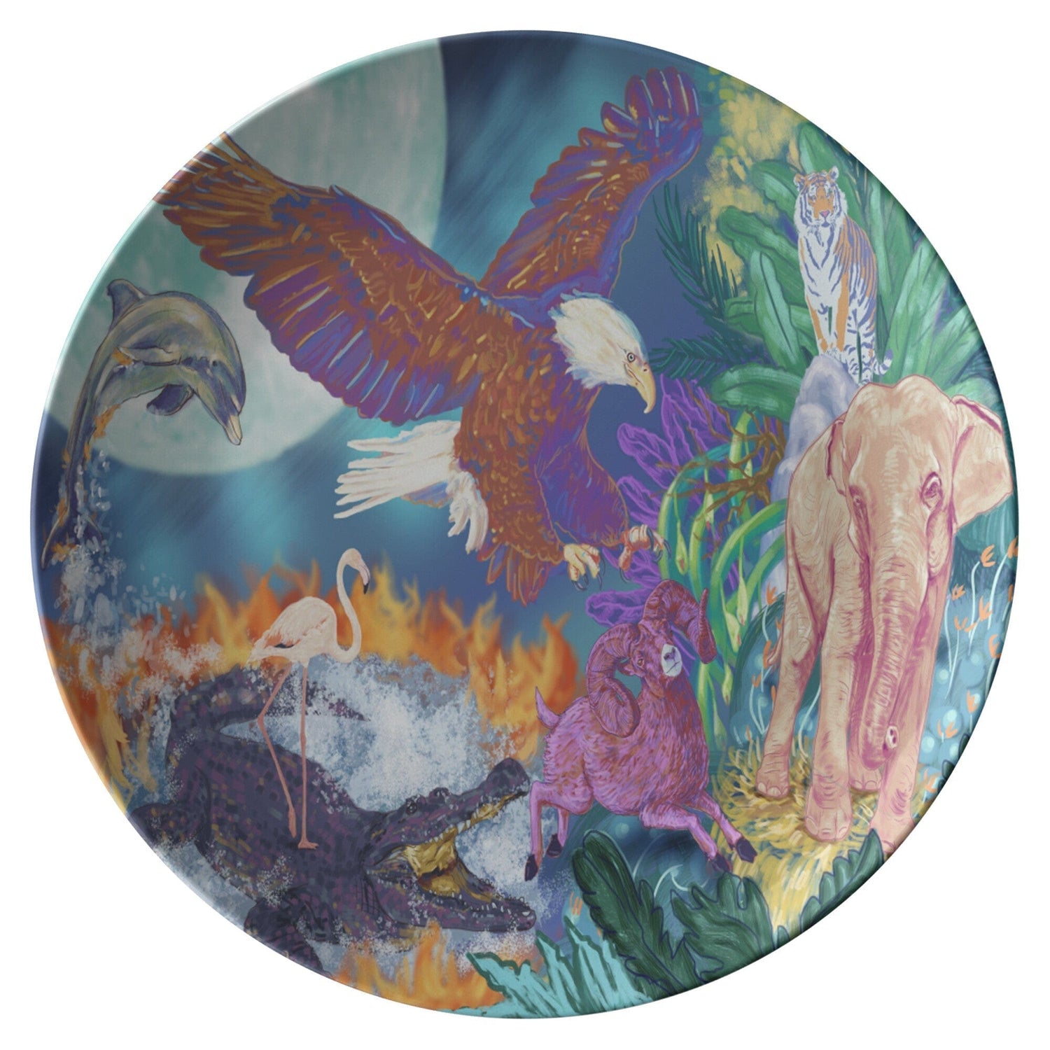 Kate McEnroe New York Dinner Plate in Wildlife Fantasy Art Plates