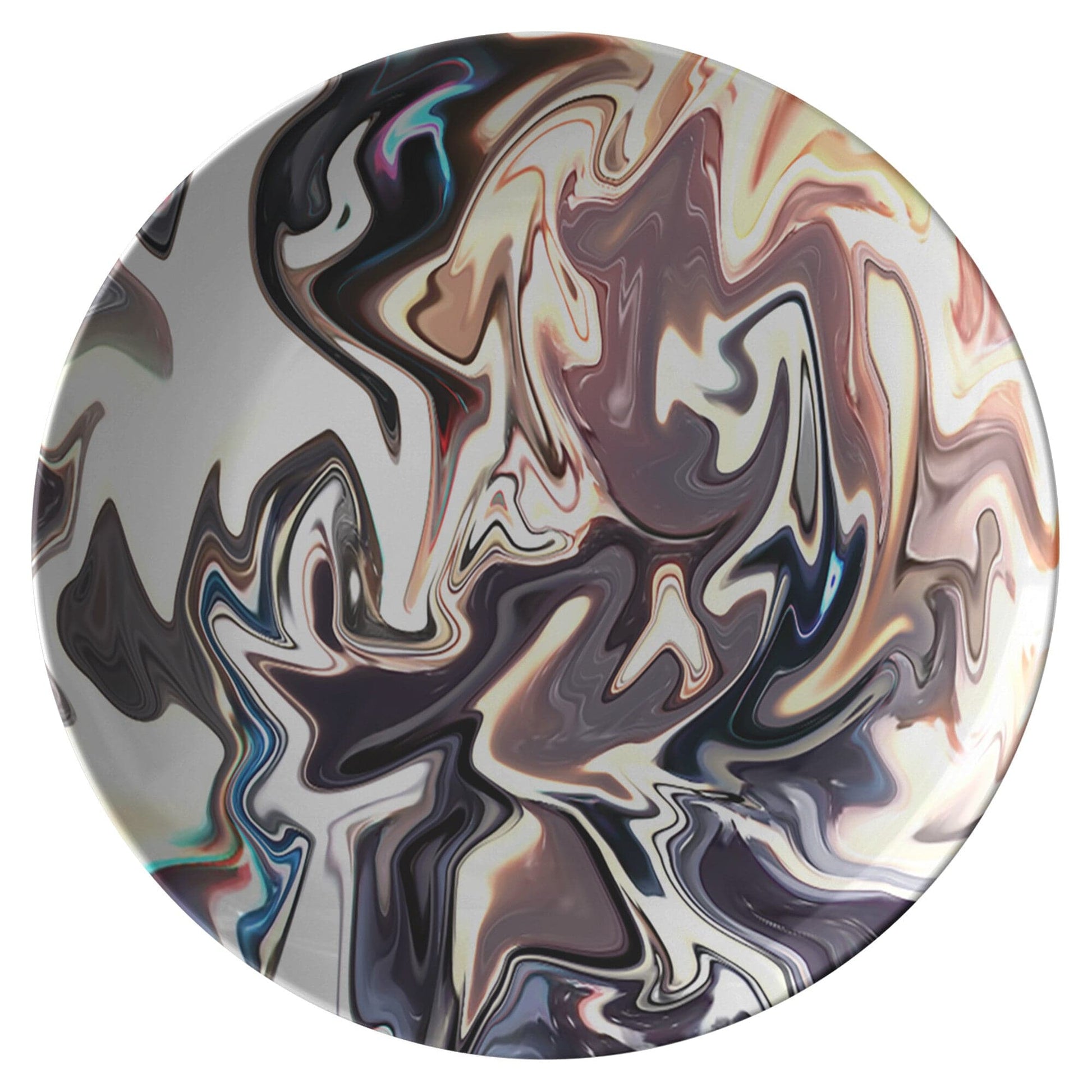Kate McEnroe New York Dinner Plate in Yellow Gold and Brown Abstract Liquid Marble Print Plates