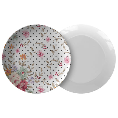 Kate McEnroe New York Dinner Plates in Luxurious Polka Dots Shabby Chic Floral Plates