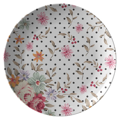 Kate McEnroe New York Dinner Plates in Luxurious Polka Dots Shabby Chic Floral Plates