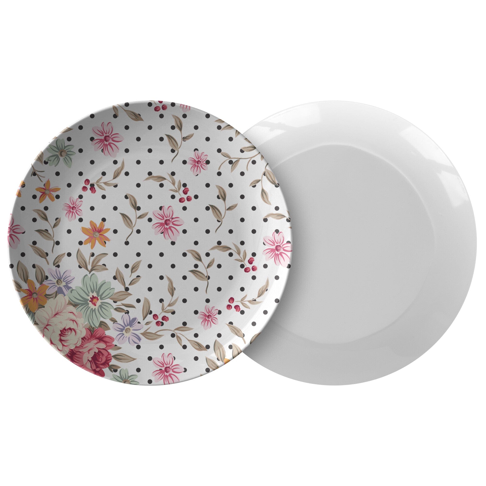 Kate McEnroe New York Dinner Plates in Luxurious Polka Dots Shabby Chic FloralPlates9820SINGLE