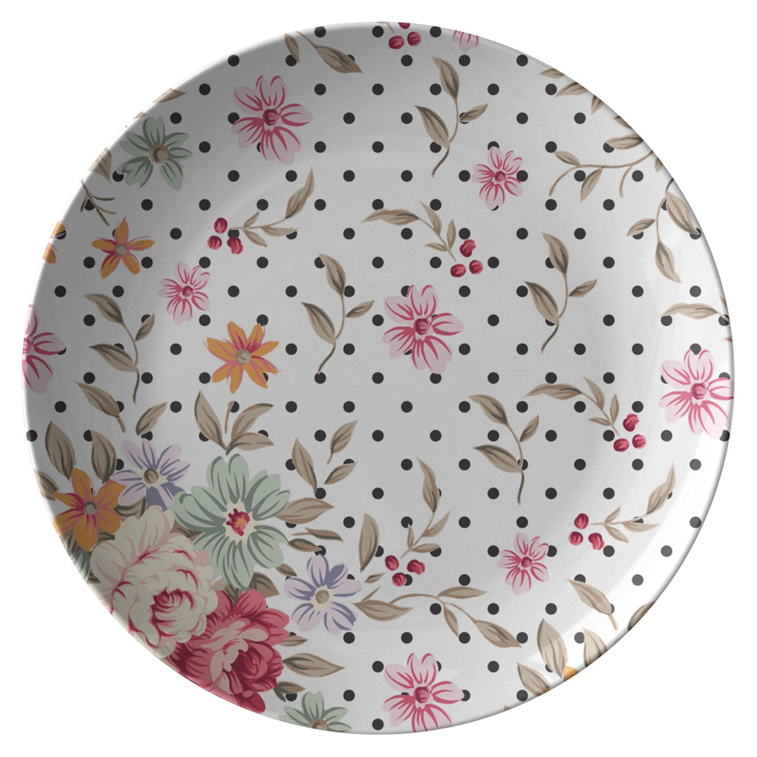 Kate McEnroe New York Dinner Plates in Luxurious Polka Dots Shabby Chic FloralPlates9820SINGLE