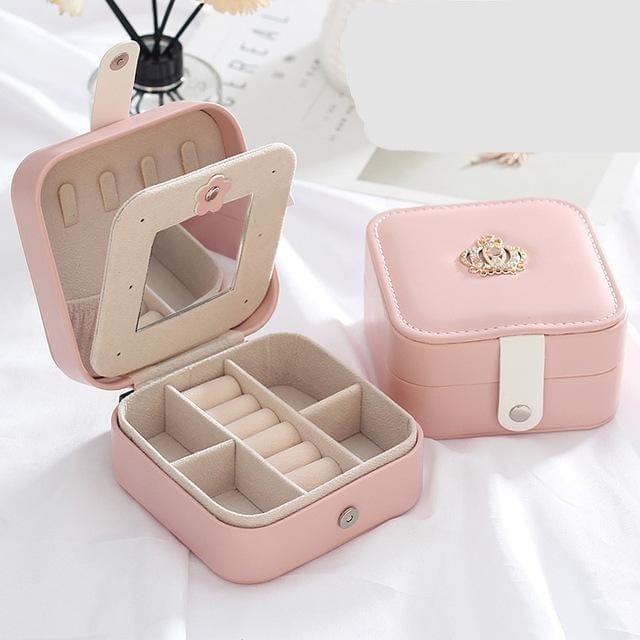 Kate McEnroe New York Double-Layer Leather Jewelry Box with Lock Jewelry Holders Pink / M 21n4a38db01