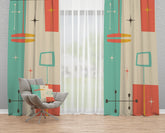 Kate McEnroe New York Double Panel Window Curtains in Mid Century Modern Geometric Abstract PrintWindow CurtainsCurtainSheer - 50x84 - DoublePanel - 20220823181102249