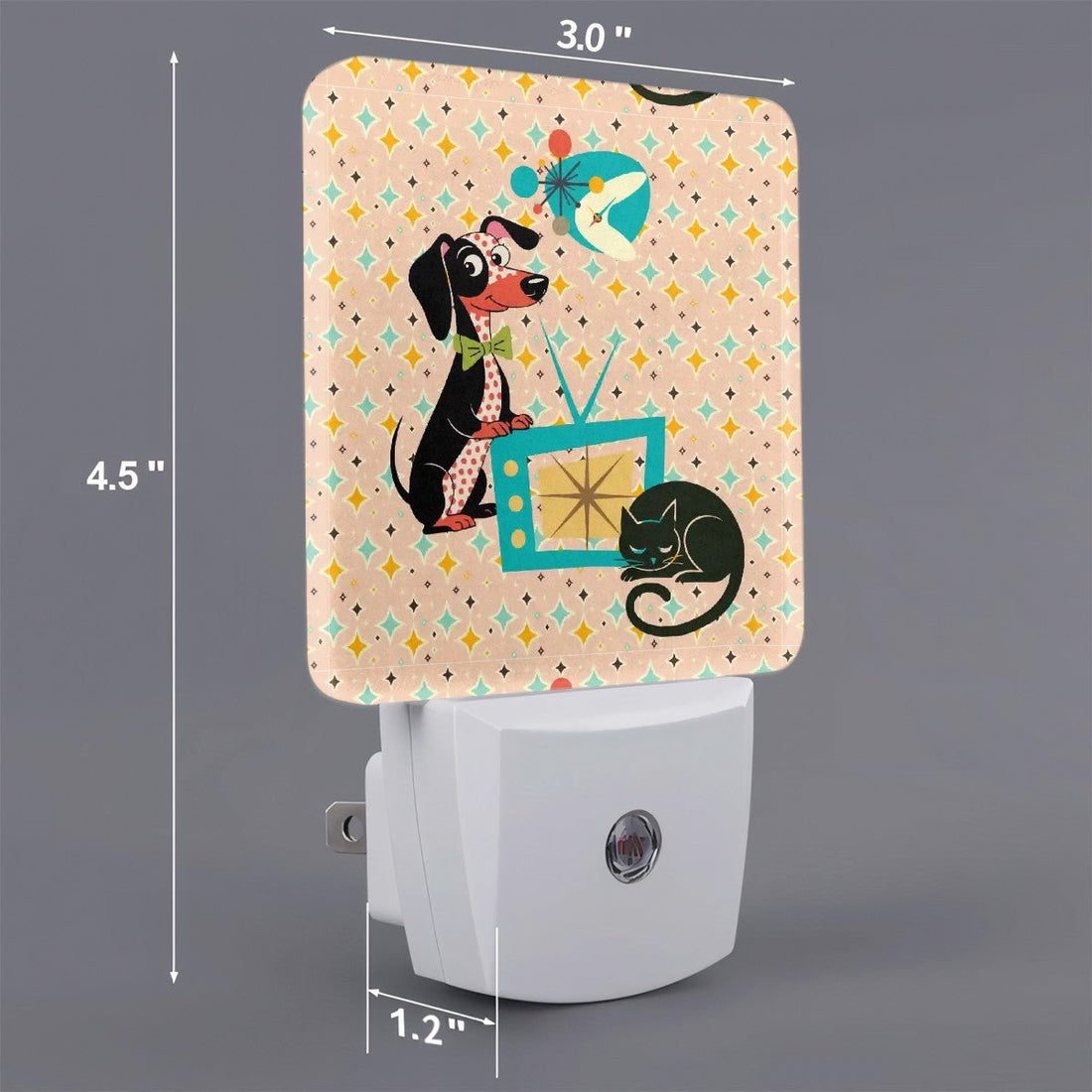 Kate McEnroe New York Doxie Dog Atomic Cat MCM Night Light, Retro Starburst Mid Century Dachshund DecorNight Lightstu4cudyn3q